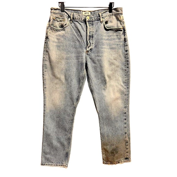 AGOLDE Riley High Rise Crop Straight Jeans Button Fly Light Wash Women's Size 31 - Picture 2 of 10